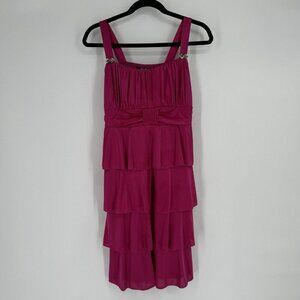 Vintage Deb dress womens medium M pink rhinestone ruffle y2k 90s barbie preppy
